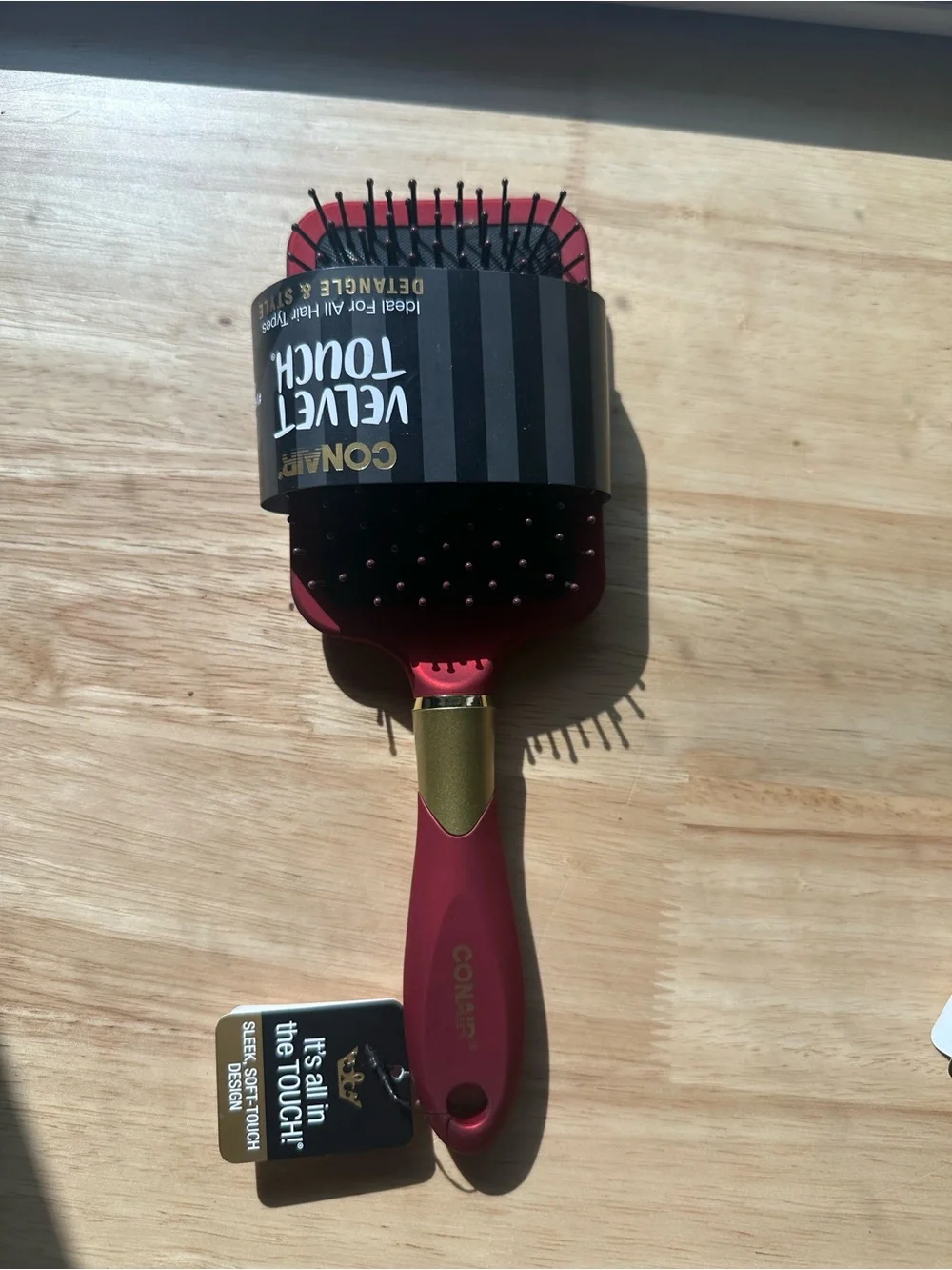 Conair Velvet Touch Red Paddle Brush square